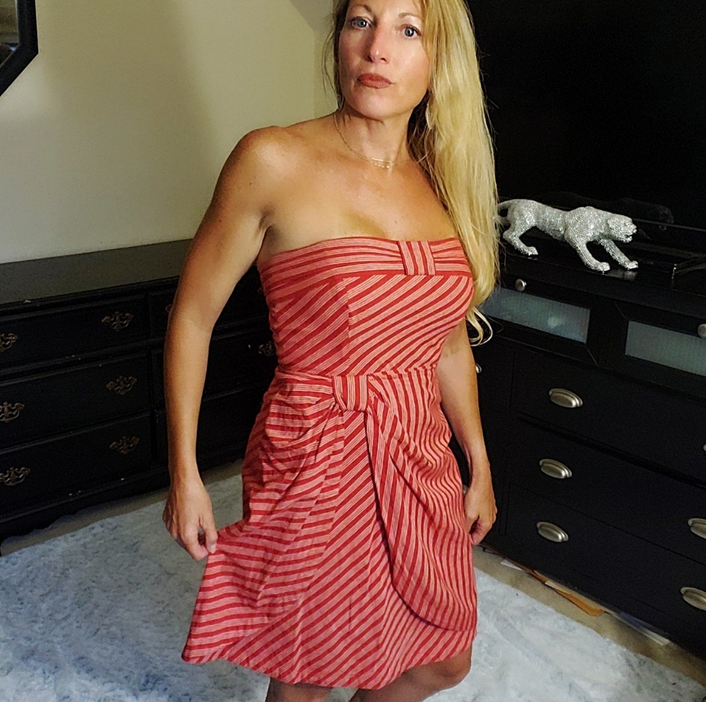 Striped Red & White Dress Small